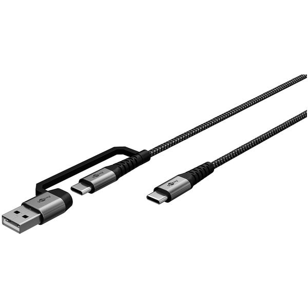 goobay USB-Kabel 2in1 silber, spacegrau 2.0 m silber Image