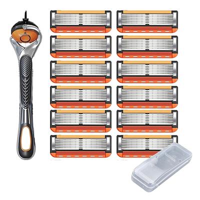 8/12/16/24pcs 5-layer Men's Razor Blade Replacement Set with Free Handle Ultra Sharp Stainless Steel Blades for Smooth Shaving Long Handle Double Edge Safety Razor for Face/Head/Body