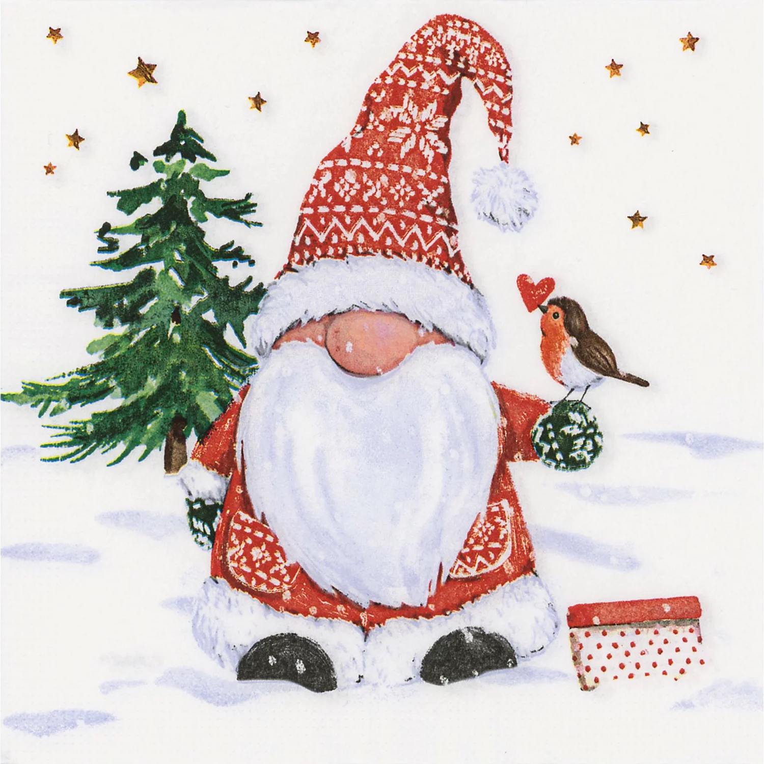 Serviettes en papier "lutin avec oiseaux", 33 x 33 cm, 20 pièces