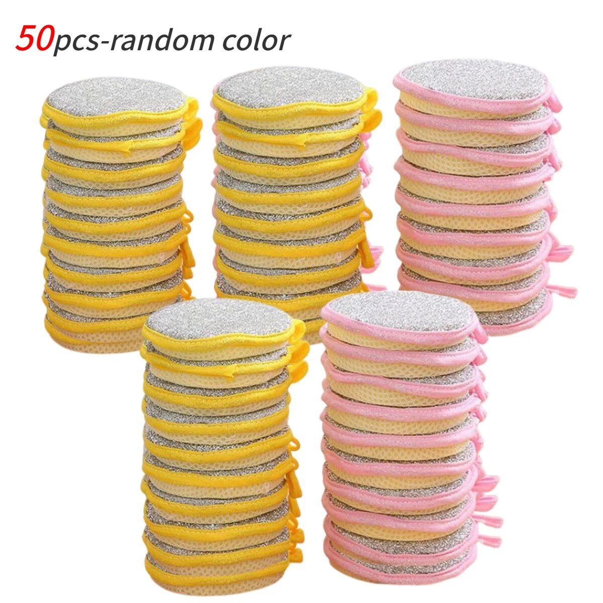 Double Sided Dishwashing Sponge Brush: Household Cleaning Tool (10 20 50PCS) 50pcs random Color