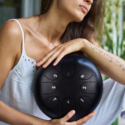 8 Tune Steel Tongue Drum Portable Hang Drum For Relaxation & Meditation Black Sky