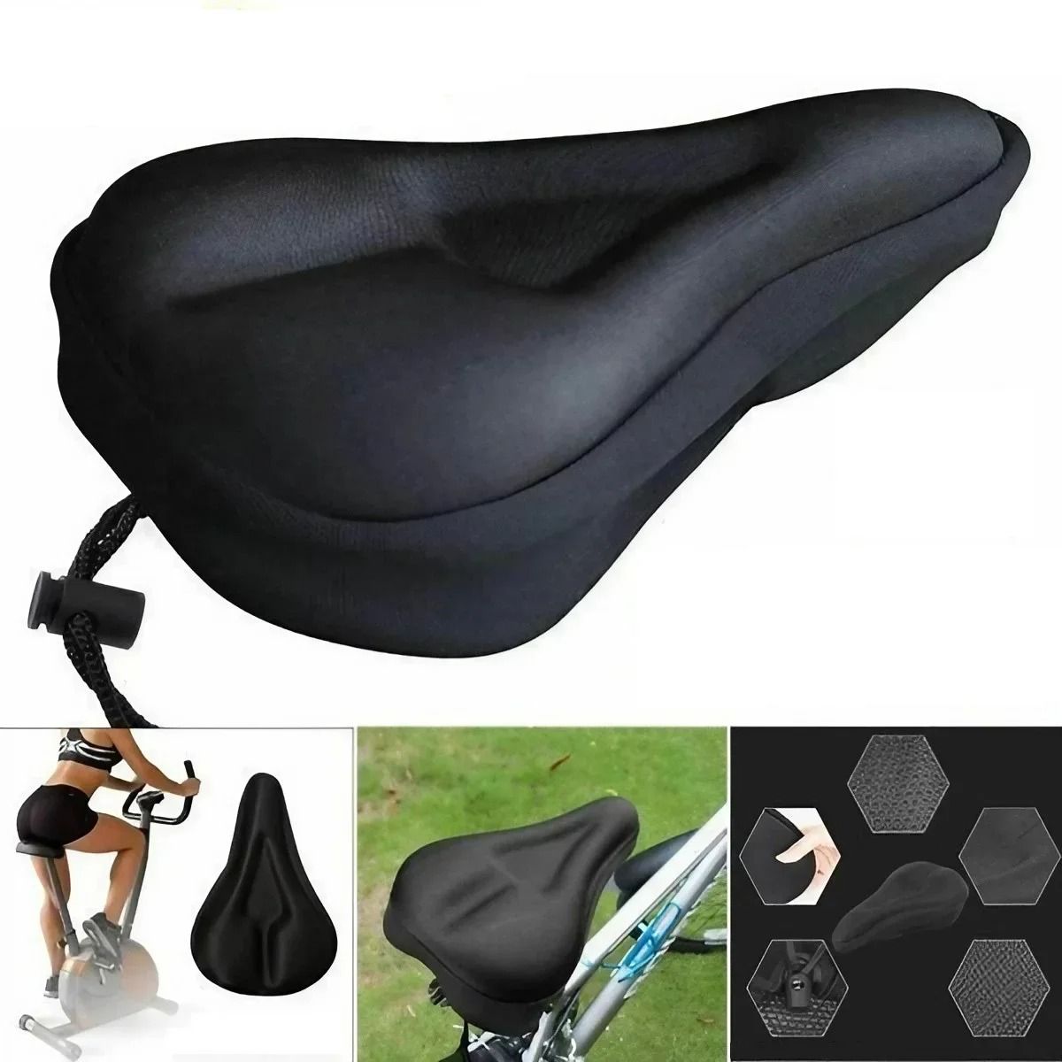 Padded Gel Bike Seat Cushion With 3D Foam Support For Mountain And Exercise Bikes red