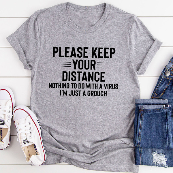 Please Keep Your Distance T Shirt Athletic Heather 2XL