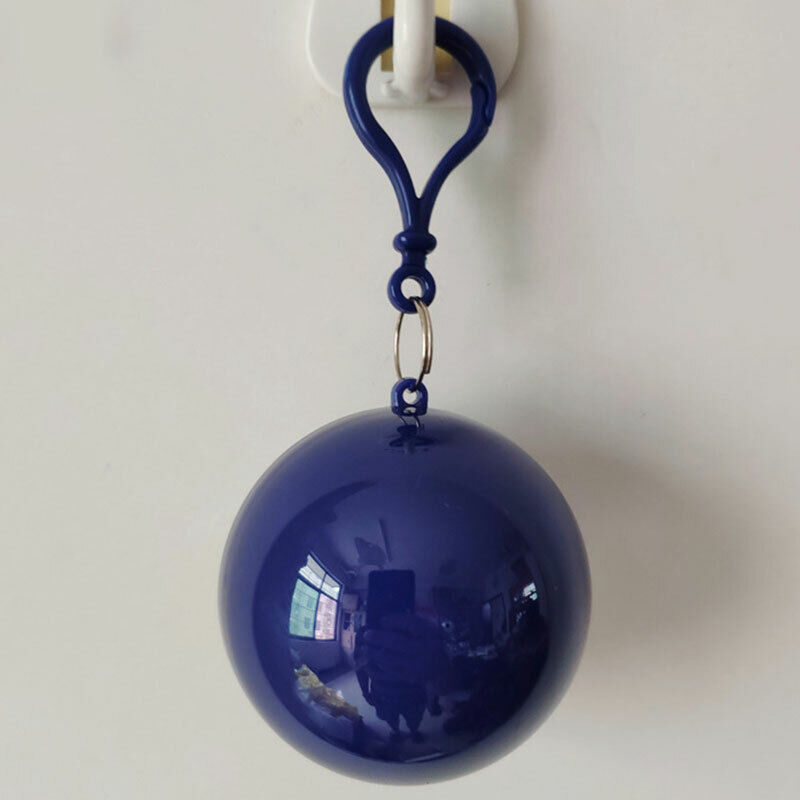 Portable Raincoat Ball Keychain Navy Blue