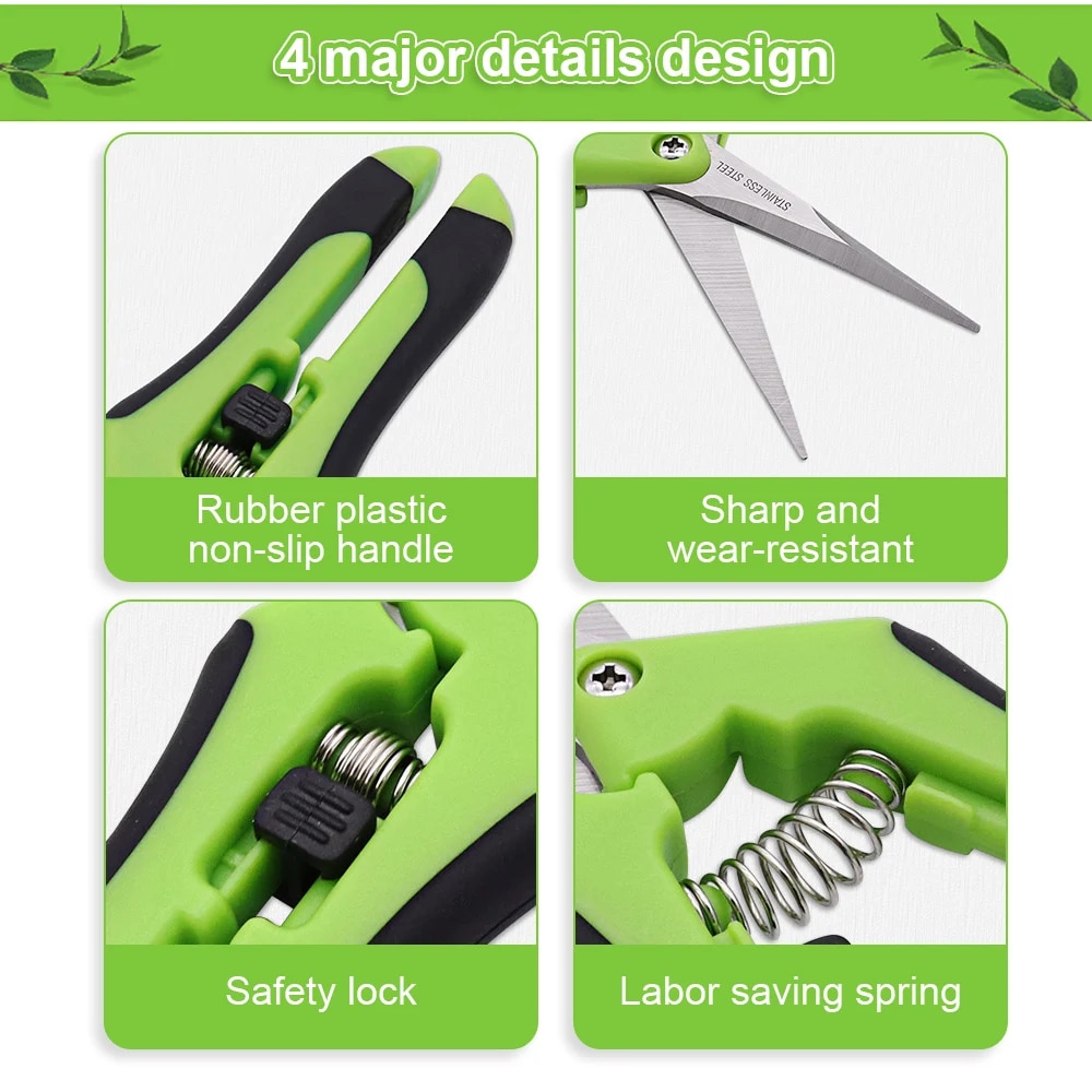 Garden Pruning Shears: Stainless Steel Pruner For Fruit Picking & Household Gardening Straight & Elbow Pruning Tools Color: Elbow Orange