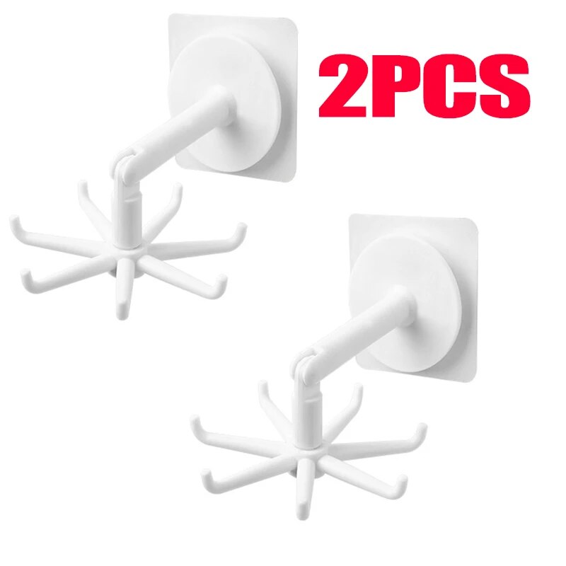 Rotating Kitchen Hooks: Multi Purpose Self Adhesive Storage Rack Color: 2PCS B
