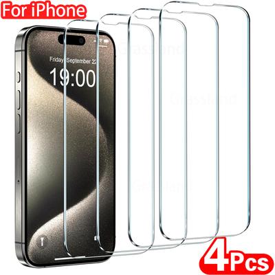 4Pcs Tempered Glass For IPhone 16 15 14 13 12 11 Pro Max Screen Protector For IPhone 7 8 Plus X XS Max XR Protective Glass Film for Iphone 13 Mini 4 Pieces