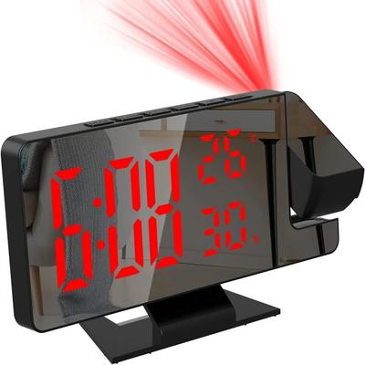 180 Arm Projection Digital Alarm Clock With Temperature, Humidity, Night Mode, Snooze, 12 24H USB Projector LED Clock 3