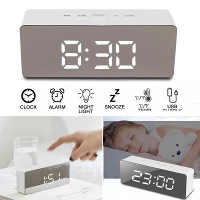 Alarm Clock Digital LED Display Portable Modern Battery Large Mirror USB Snooze Alarm Clock Digital LED Display Portable Modern Battery Large Mirror USB Snooze
