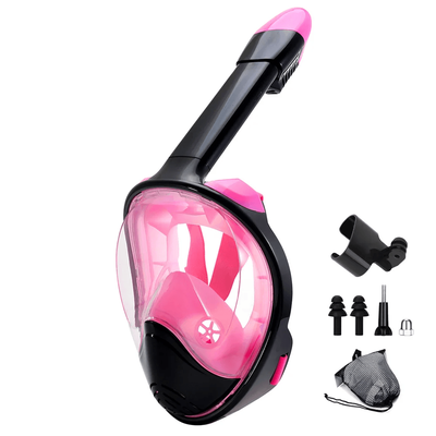 Full Face Snorkel Mask With Wide View And Camera Mount pinkblack s m