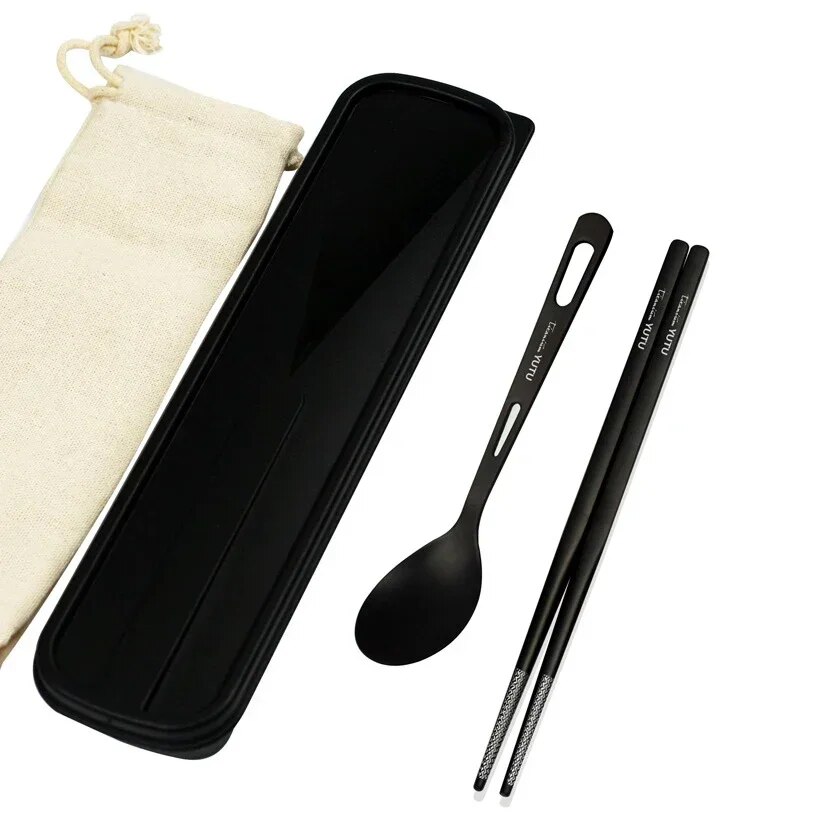Pure Titanium Tableware Set: Outdoor & Household Frosted Knife, Fork, Spoon, Chopsticks Travel Camping Cutlery Set 2 Piece Set A