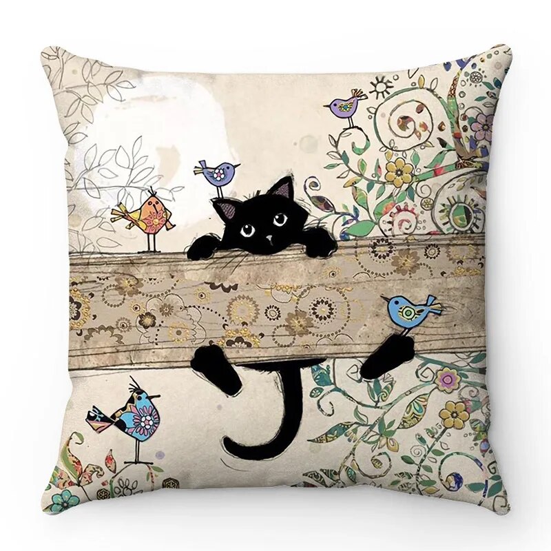 Cartoon Cat Pattern Sofa Cushion Covers Home & Office Decor Cute Animal Pillowcases 15649 50x50cm