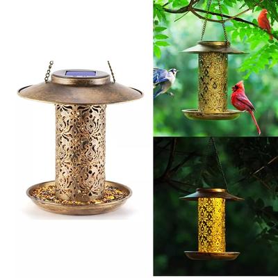 Solar Bird Feeder Hanging Metal Wild Bird Feeder Solar Garden Lantern Decor Solar Bird Feeder Hanging Metal Wild Bird Feeder Solar Garden Lantern Decor