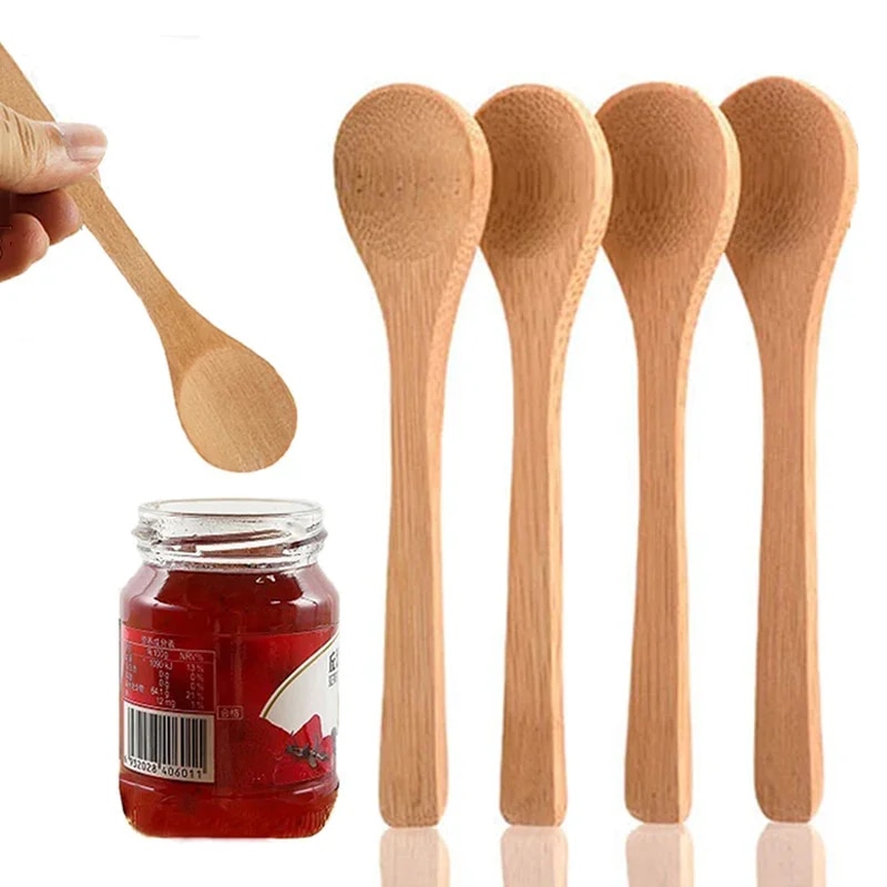 6 1PCS Wooden Spoon Set Bamboo Tableware Tea & Coffee Spoons For Serving, Cooking Tools, Home Kitchen Utensils 1