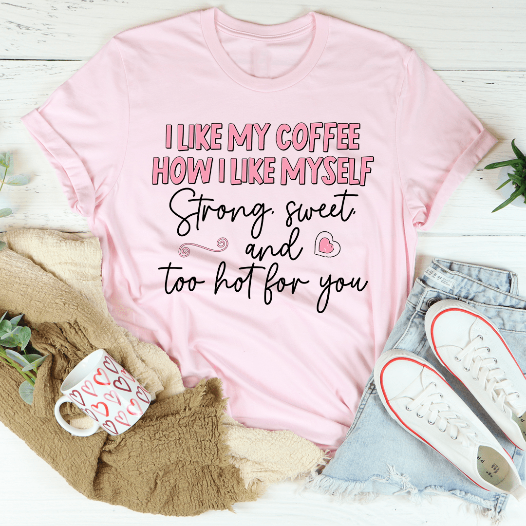 I Like My Coffee Tee L Heather Prism Dusty Blue