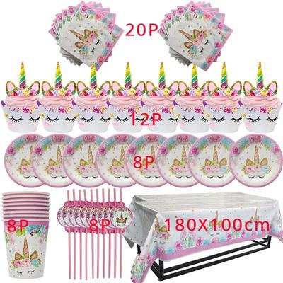 Unicorn Decoration Birthday Party: Disposable Tableware Set & Supplies MIX SET A