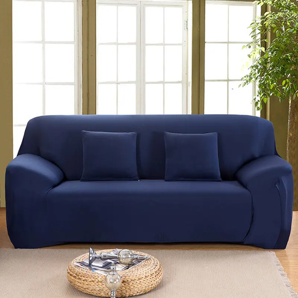 Elegant And Protective Perfect Fit Sofa Slipcover Stretchable, Easy Clean, Couch Cover For Every Home Navy Three Seat