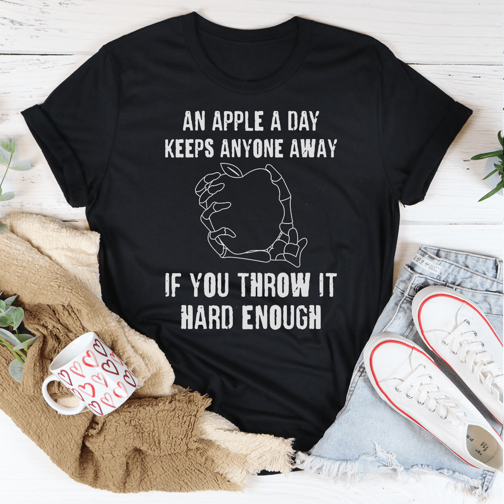 An Apple A Day Keeps Anyone Away If You Throw It Hard Enough Tee Heather Prism Peach M