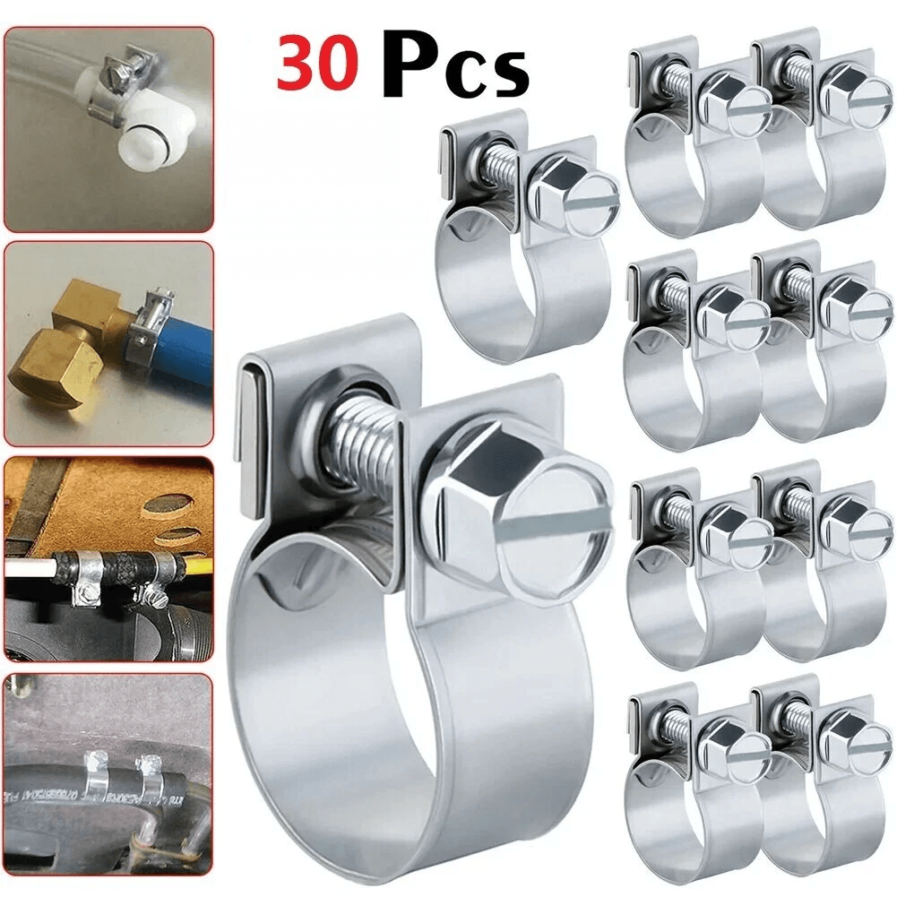 NEW Fuel Injection Gas Line Hose Clamps Clip Pipe Clamp, Adjustable Stainless Steel Fasteners For Vehicle And Machinery NEW Fuel Injection Gas Line Hose Clamps Clip Pipe Clamp, Adjustable Stainless Steel Fasteners For Vehicle And Machinery