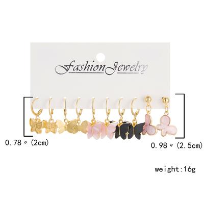 Imitation Pearl Heart & Butterfly Drop Earrings Set: 6 Pairs Of Big Circle Piercings For Women Cute Ear Buckle Jewelry ER21Y1239