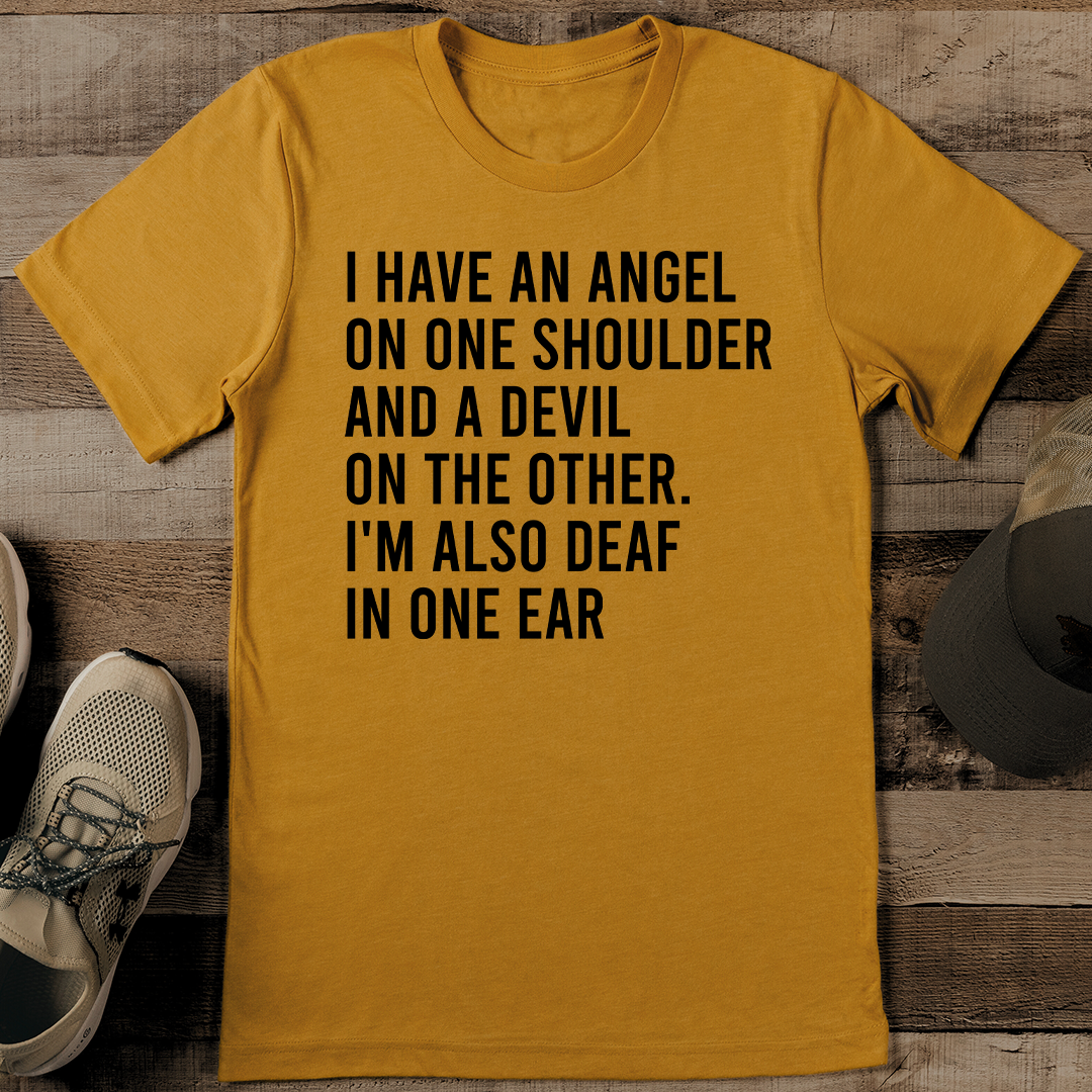 I Have An Angel On One Shoulder Tee 2XL Mustard
