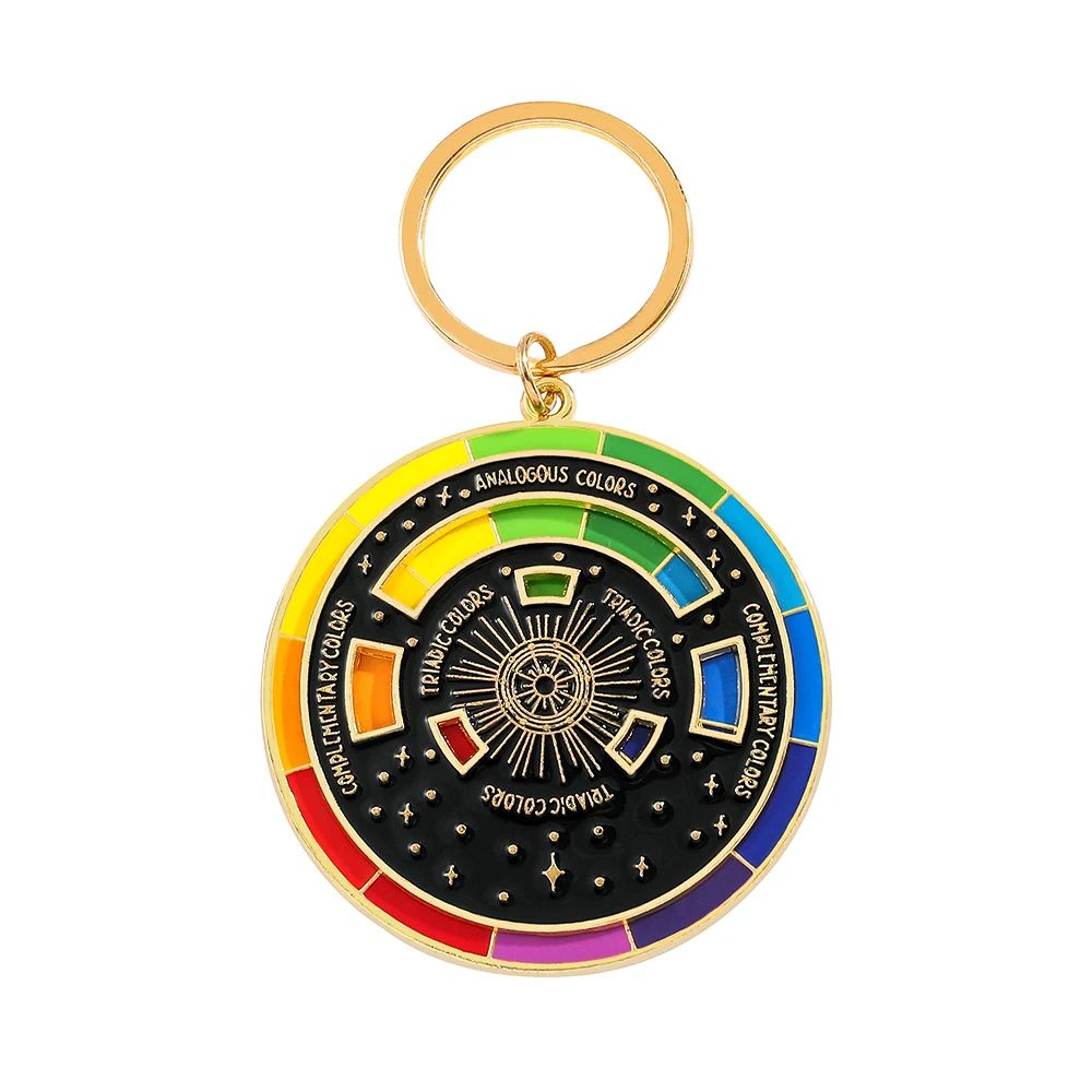 Color Wheel Keyring For Painters, Interactive Art Keychain & Gift For Artists black Keyring