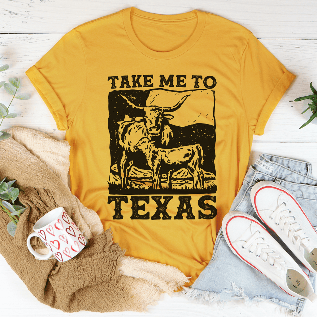 Take Me To Texas Tee Mustard 2XL