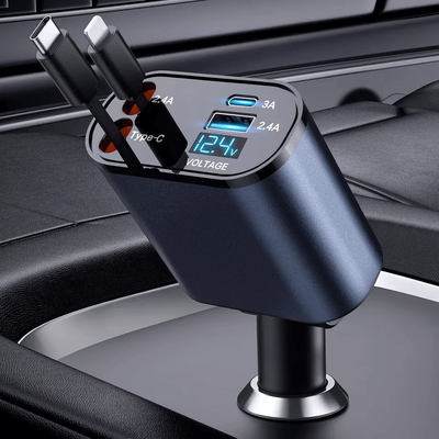 Retractable Car Charger,Fast Charge With USB C & Lightning Cables Retractable Car Charger,Fast Charge With USB C & Lightning Cables