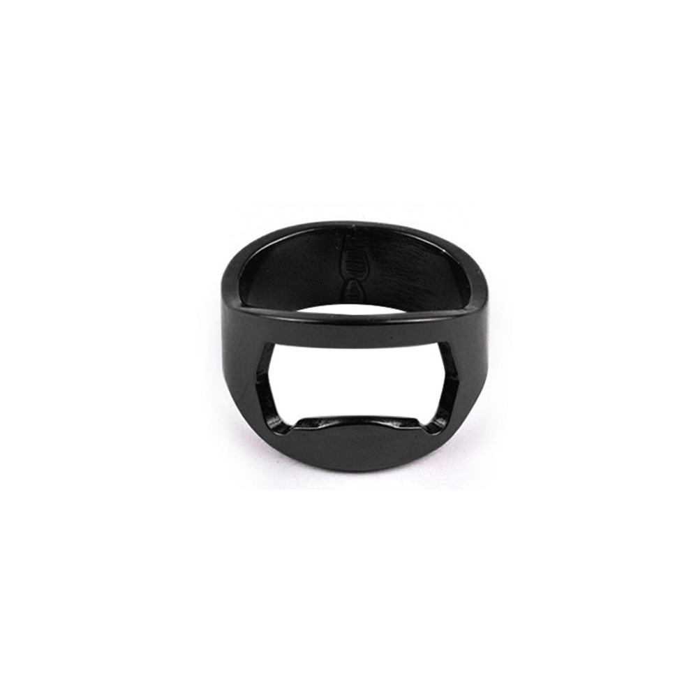 Stainless Steel Bottle Cap Opener Ring Black
