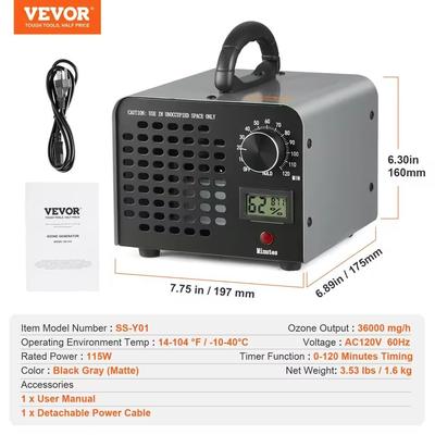 High Capacity Ozone Generator Machine For Odor Removal And Air Purification 36000 Mg h
