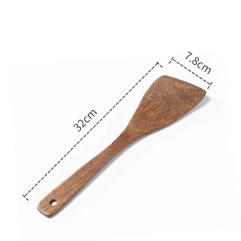 Non Stick Kitchen Utensils Set With Wooden Handles Soup Spoon, Spatula, Rice Spoon, Shovel & More Kitchen Accessories 6