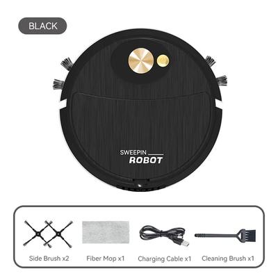 3 in 1 Intelligent Robotic Vacuum: Low Noise Floor Sweeper For Automatic Household Cleaning BLACK