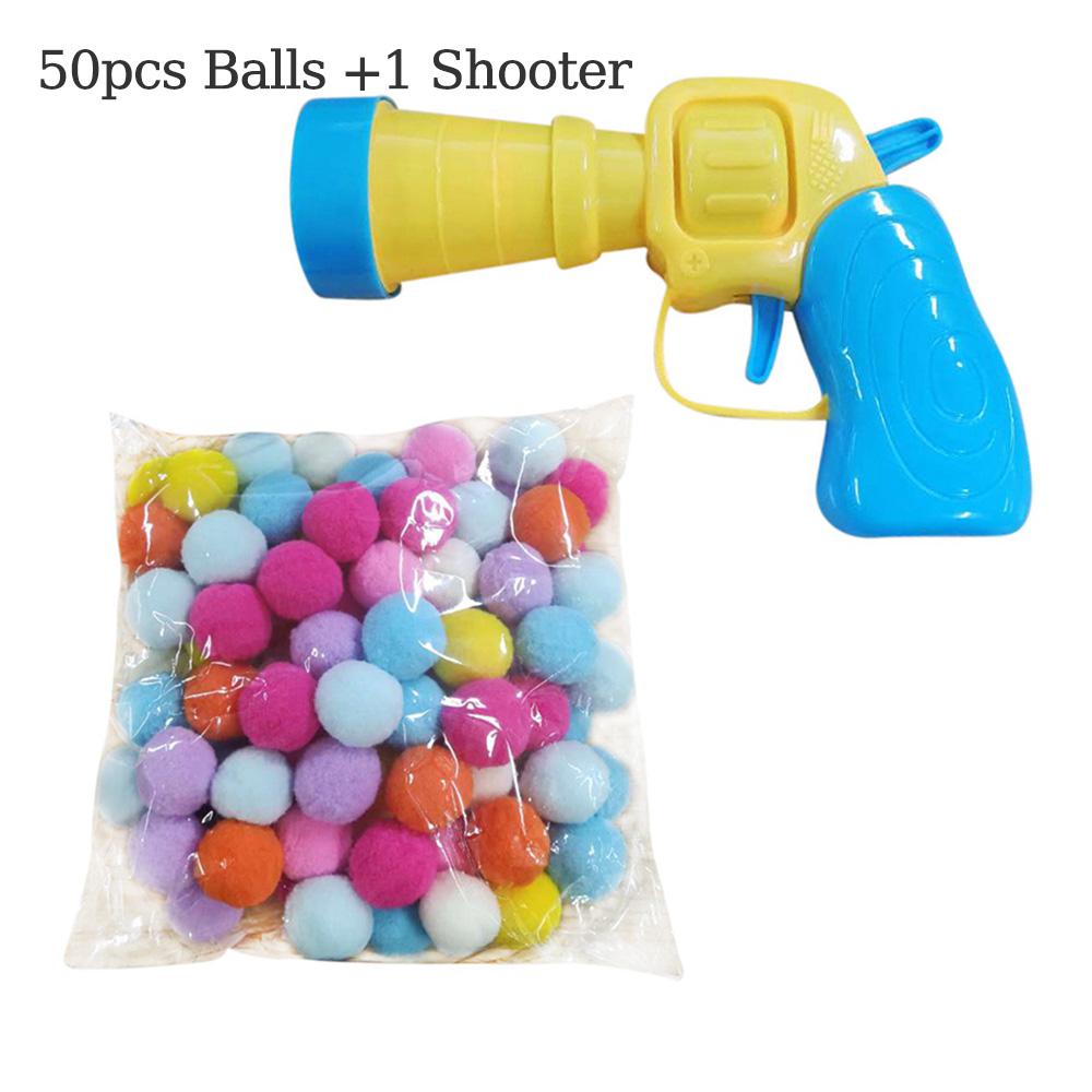 Engage Your Kitten With Interactive Launch Training Toys: Mini Shooting Gun Games And Plush Ball Stretching Fun Pet Ac Color: 50 Balls 1 Shooter