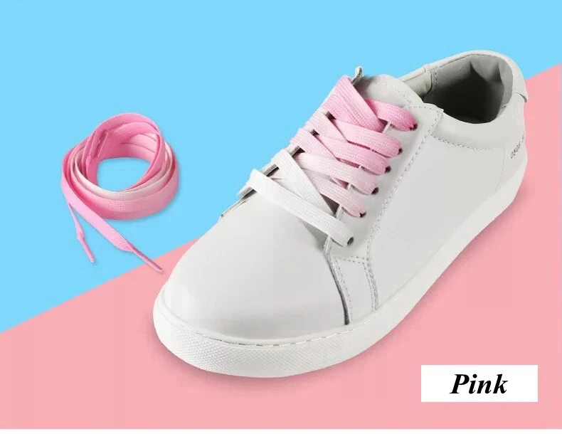 Gradient Shoelaces For Sneakers, Colorful Flat Shoe Laces For Casual Canvas Shoes, Sports Shoes, Trainers & Streetwear pink 120cm