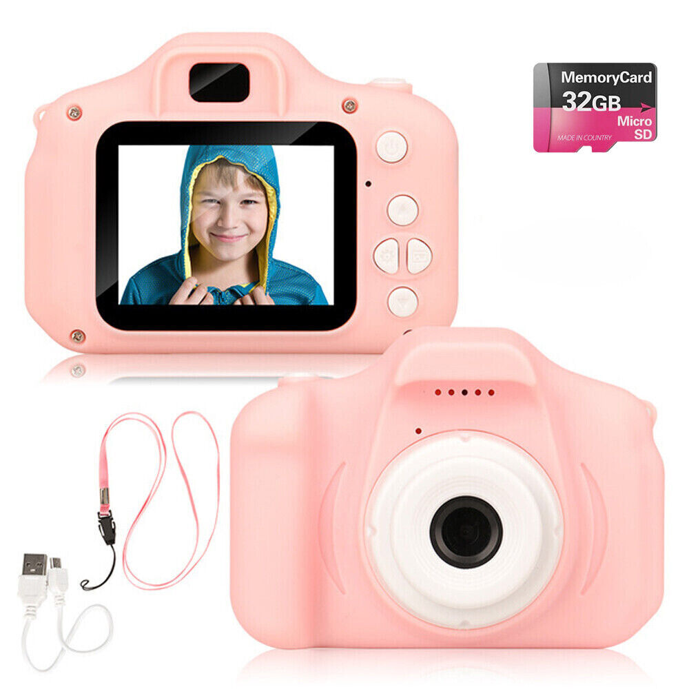Mini Digital Camera, 32GB TF Card, Rechargeable Pink