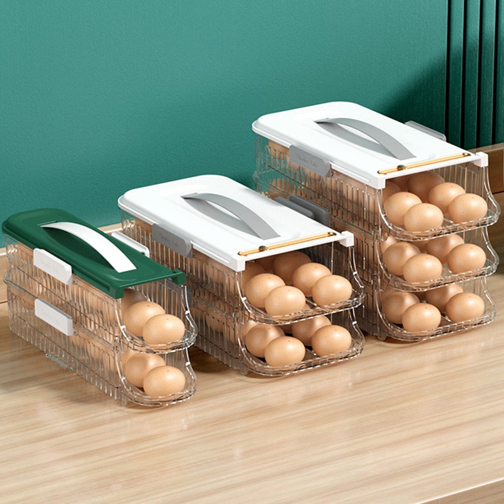 Plastic Egg Storage: Multi layer Organizer For Fridge White Double 1 Layer