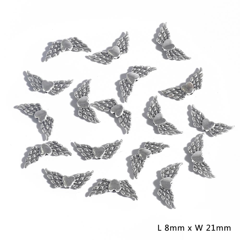 20 Antique Silver Angel Wing Charm Spacers For DIY Jewelry Making Earrings, Necklace, Bracelet Accessories 20pcs