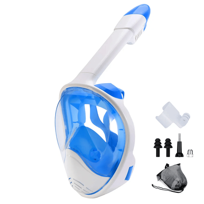 Full Face Snorkel Mask With Wide View And Camera Mount bluewhite l xl