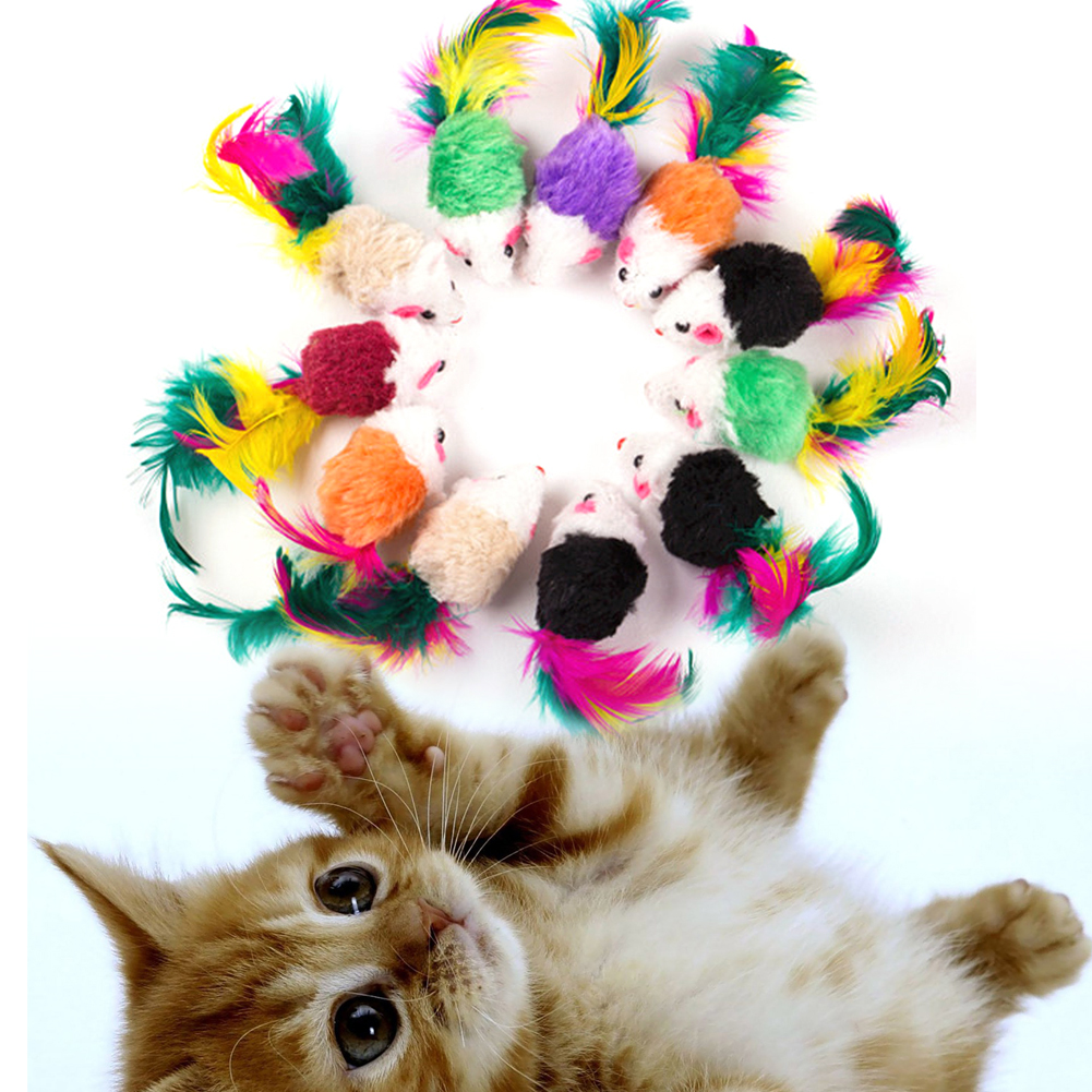 10pcs Mini Colorful Cat Toys: Plush False Mouse For Cats & Kittens Funny Animal Playthings & Pet Supplies C