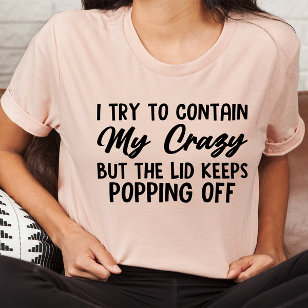 I Tried To Contain My Crazy Tee Black Heather XL