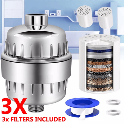 High Output 20 Stage Shower Filter With 3 Cartridges, Ideal For Hard Water Treatment High Output 20 Stage Shower Filter With 3 Cartridges, Ideal For Hard Water Treatment