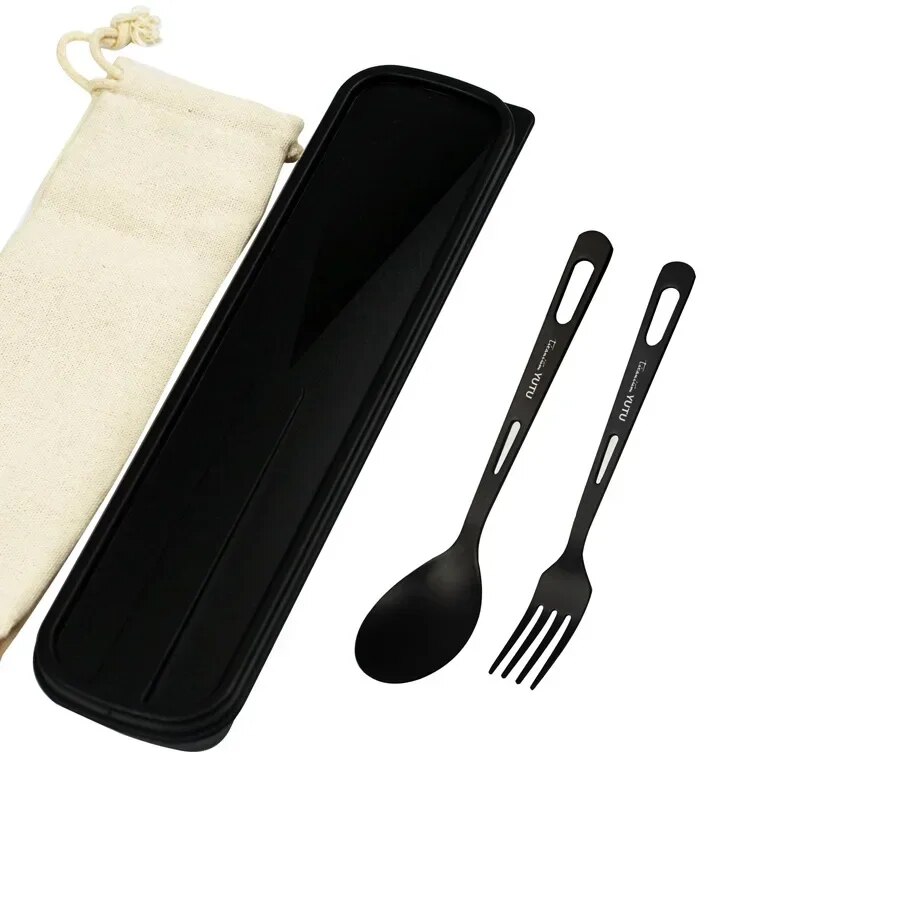 Pure Titanium Tableware Set: Outdoor & Household Frosted Knife, Fork, Spoon, Chopsticks Travel Camping Cutlery Set 2 Piece Set B