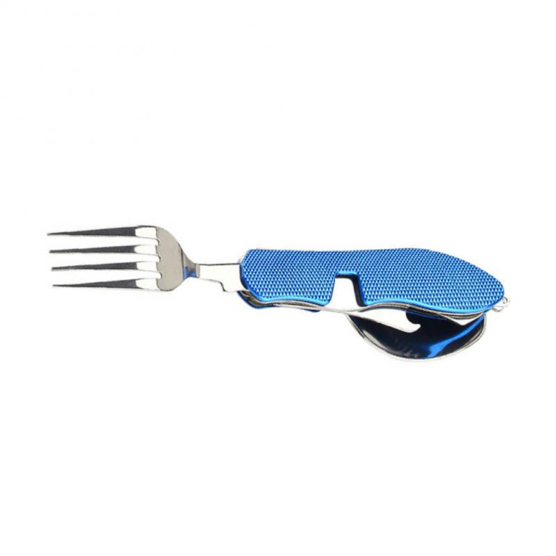 Multifunctional Stainless Steel Camping Cutlery Set Foldable, Pocket Sized c