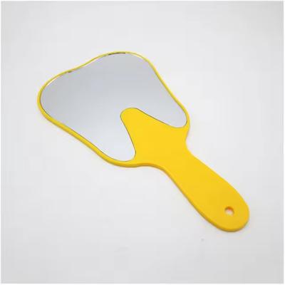 Unbreakable Tooth Shaped Dental Mouth Examination Mirror, Handheld Oral & Makeup Accessory yellow