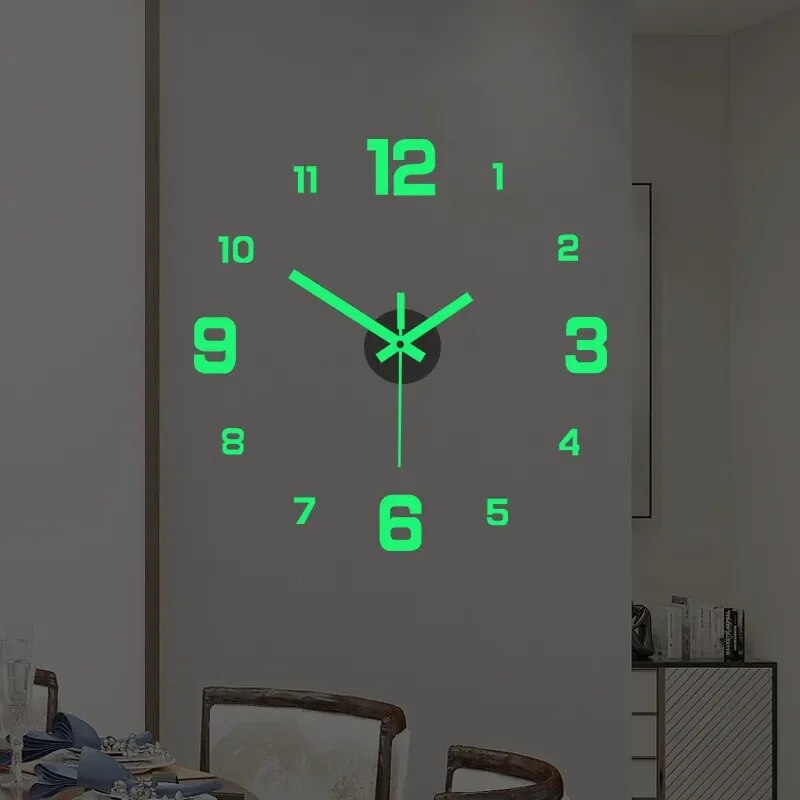 3D Luminous Wall Clock: Frameless Acrylic DIY Digital Clock Stickers For Living Room, Bedroom, Office Wall Decor Gold not Glowing