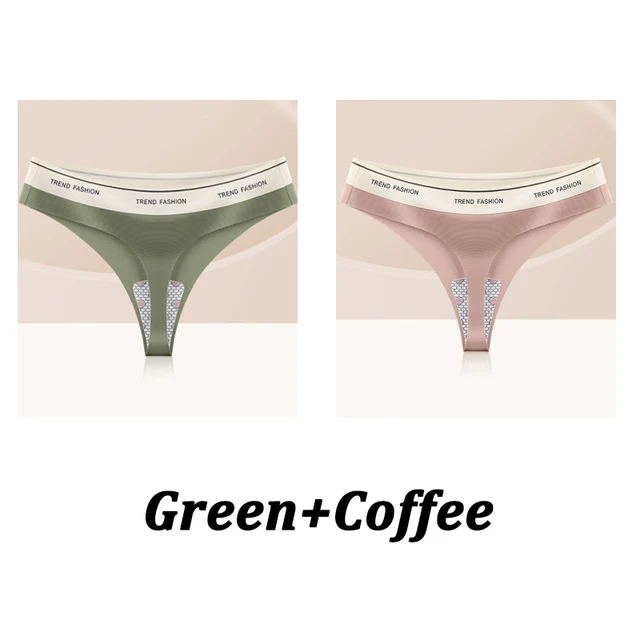 2Pcs Set Letter T back Soft Seamless Briefs Thin Ice Silk Panties Low Waist Girl Elastic Nylon Sexy Sports Thong Women I 2Pcs Set Letter T back Soft Seamless Briefs Thin Ice Silk Panties Low Waist Girl Elastic Nylon Sexy Sports Thong Women I Set 10 M
