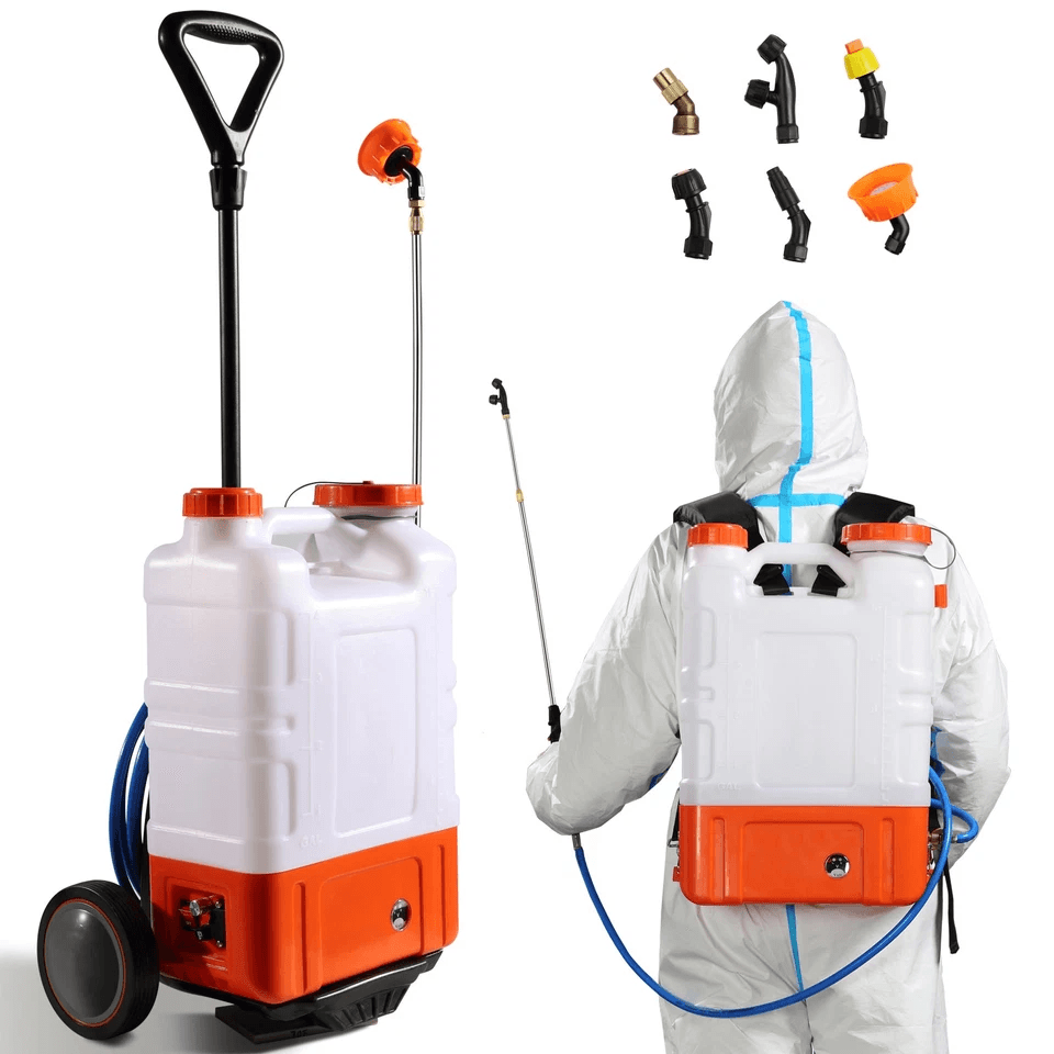 Battery Powered Backpack Sprayer With Wheels, Adjustable Pressure, 12V Battery, Multiple Nozzles Battery Powered Backpack Sprayer With Wheels, Adjustable Pressure, 12V Battery, Multiple Nozzles