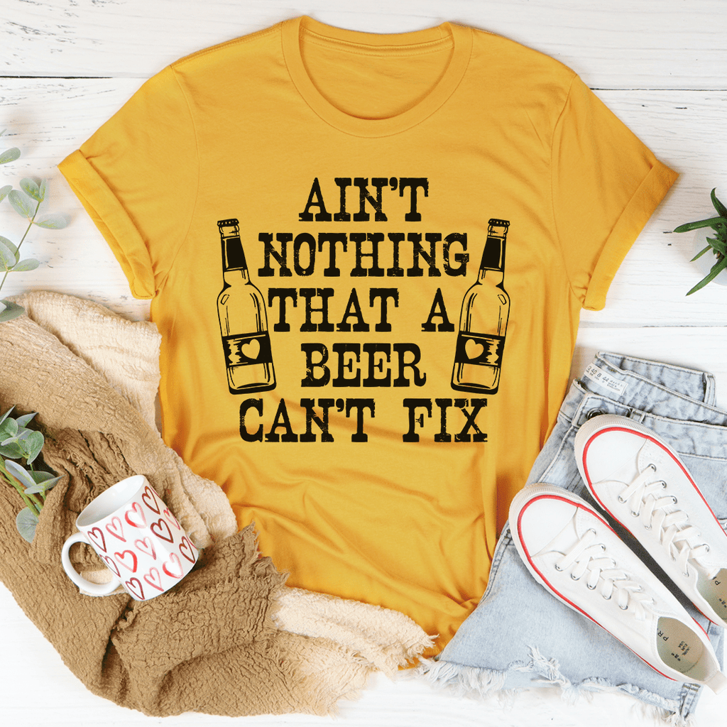 Ain't Nothing That A Beer Can't Fix Tee Mauve 2XL