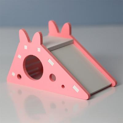 Wooden Cave Slide With Stairs Toy: Ideal Parrot Cage Accessory For Small Pets PINK