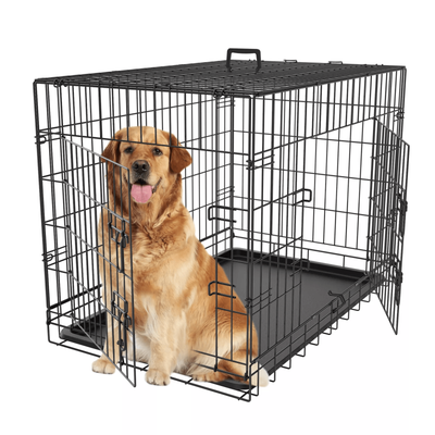 Metal Wire Dog Crate With Double Doors & Tray, Foldable Pet Kennel For Medium Dogs Metal Wire Dog Crate With Double Doors & Tray, Foldable Pet Kennel For Medium Dogs